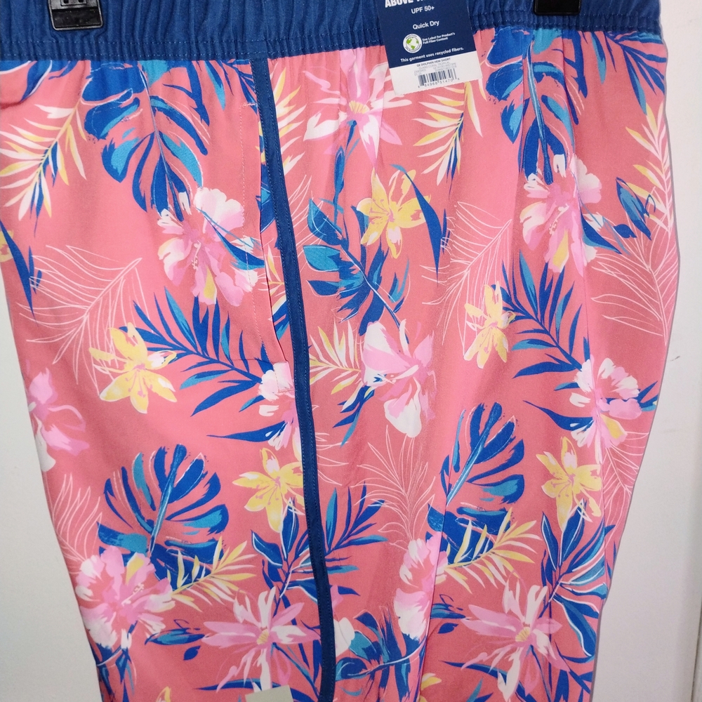 Men's Pink Tropical Print Swim Shorts